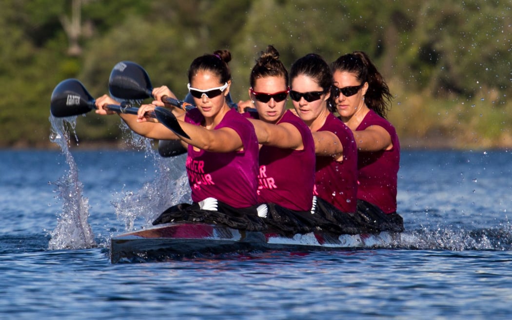 New Zealand women's K4 Jaimee Lovett (front) and crewmates (from left) Caitlin Ryan, Aimee Fisher and Kayla Imrie.