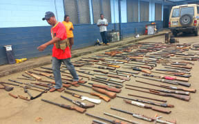 Homemade guns confiscated by or surrendered to police in Alotau.