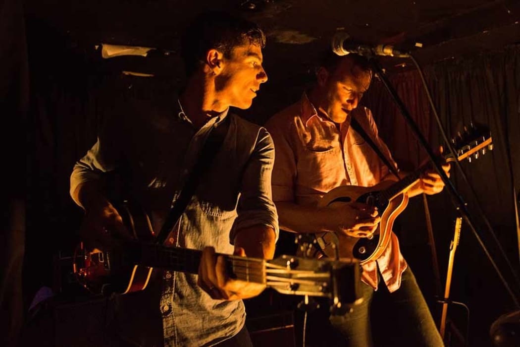 Mike Hall and Dave Khan performing live at the Wine Cellar