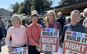 image of The team from Health Action Wānaka at Saturday’s protest - (Left to Right) Trish Fraser, Brigid Borowczyk, Monique Mayze and Nicky McCarthy