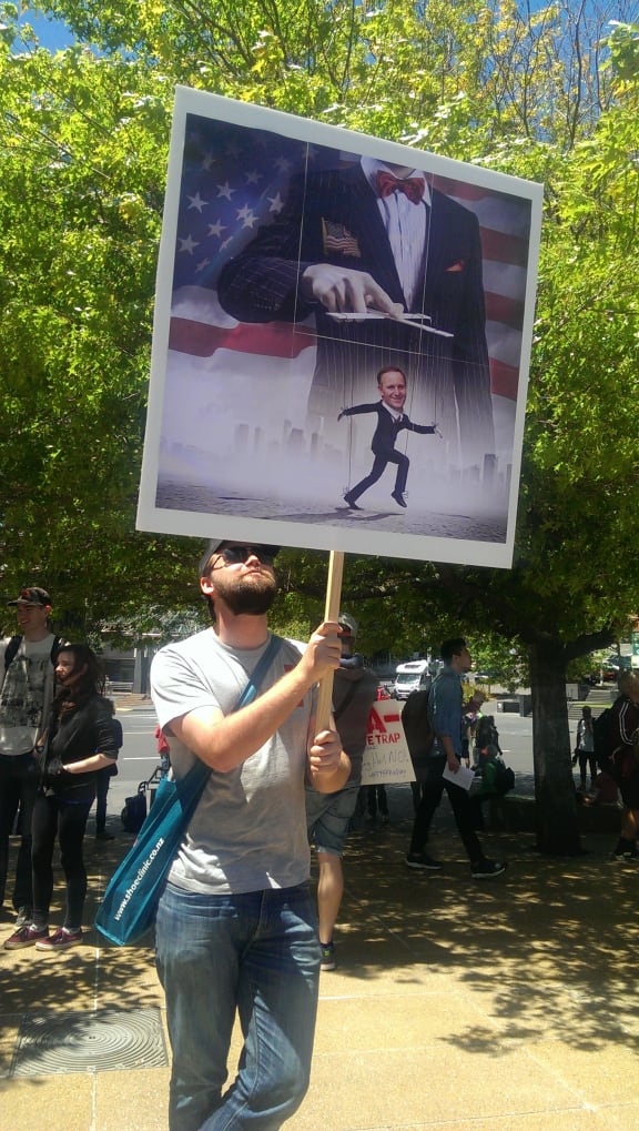 About 1000 people marched against the TPPA in Auckland on 8 November 2014.