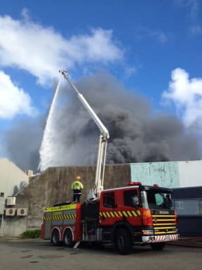 Fire at the Racetech factory in Petone, Wellington.