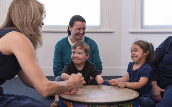 A music therapy session at the Raukatauri Music Therapy Centre in Auckland