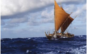 Hōkūle`a in the Ka'iwi Channel off the Coast of O'ahu.
