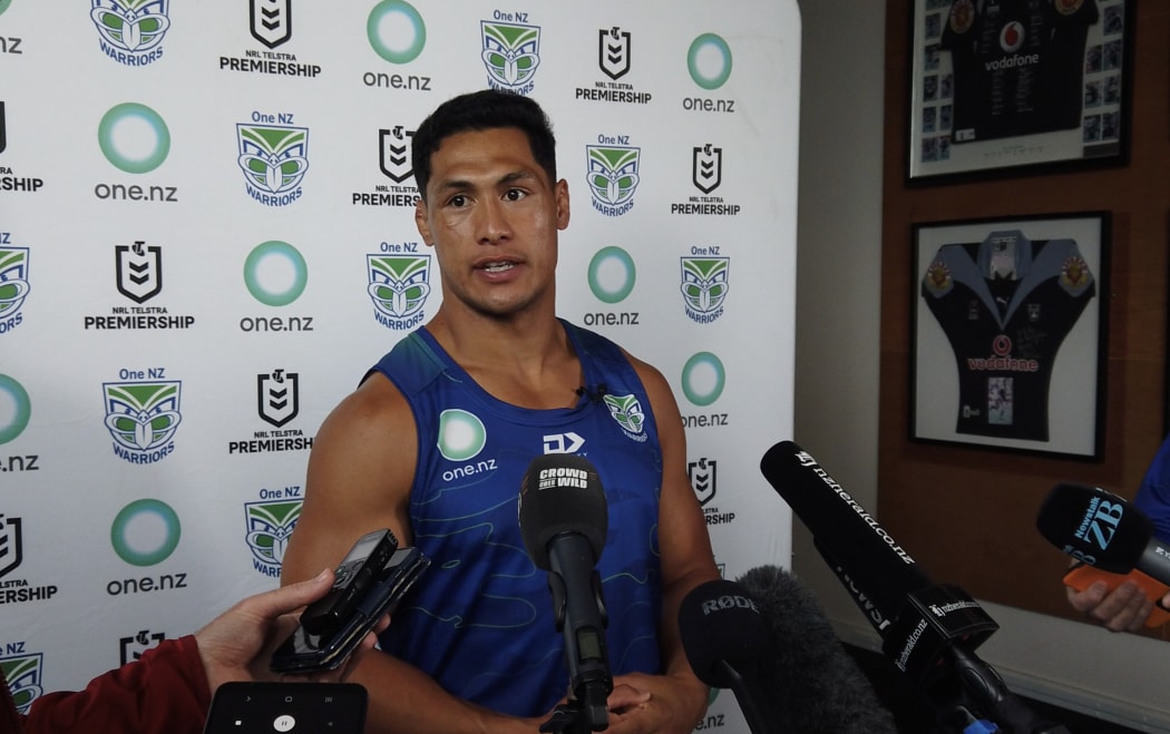 Roger Tuivasa-Sheck fronts the media for the first time after returning to the Warriors