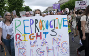 Abortion rights activist march on Constitution Avenue to the US Supreme Court in Washington, DC, today. Thousands of activists are participating in a national day of action calling for safe and legal access to abortion.