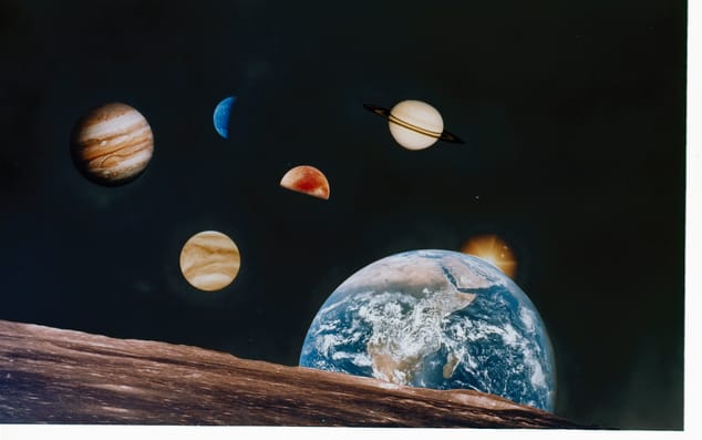 EARTH RISING OVER MOON - SOLAR SYSTEM COMPOSITE