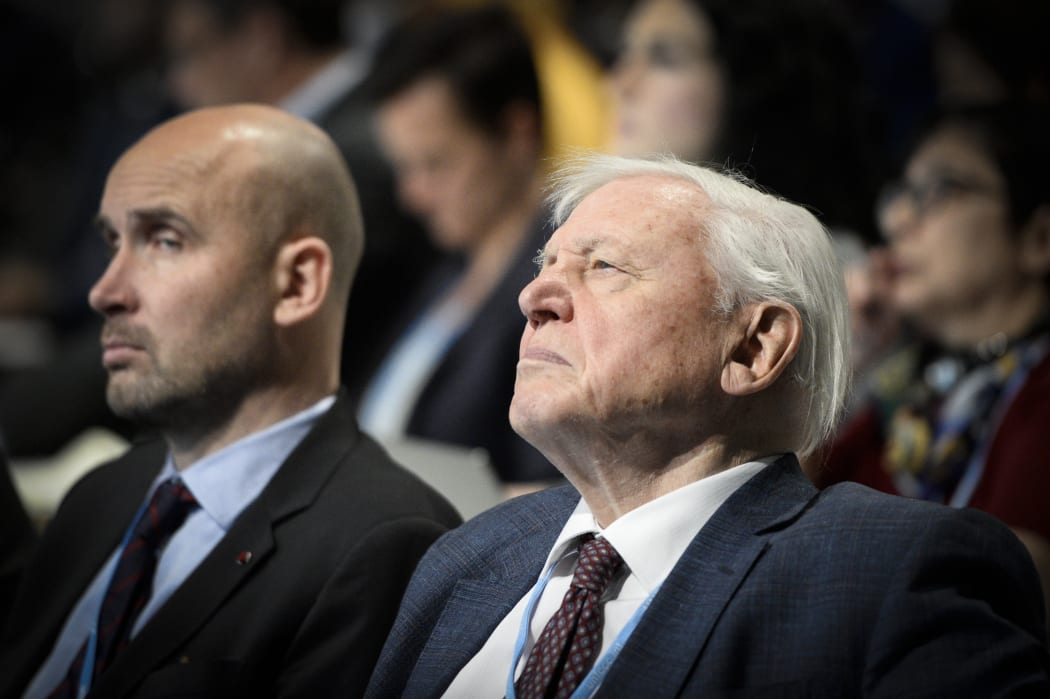 Environmental activist and TV personality David Attenborough is seen at the opening of the Climate Change Conference COP24 in Katowice, Poland.