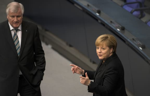 Chancellor Angela Merkel and Christian Social Union leader Horst Seehofer at the Bundestag.