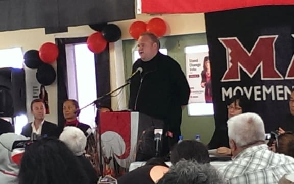 Kim Dotcom addressed party members at their AGM in Rotorua on Saturday.