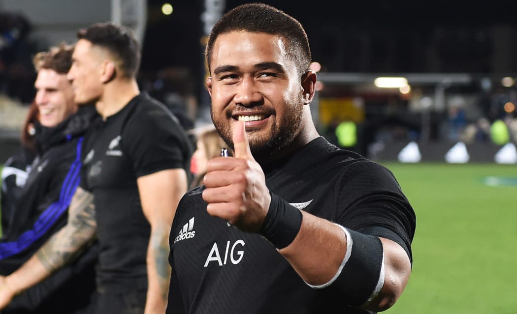 Nepo Laulala after the All Blacks' Rugby Championship victory over Argentina, 2015.