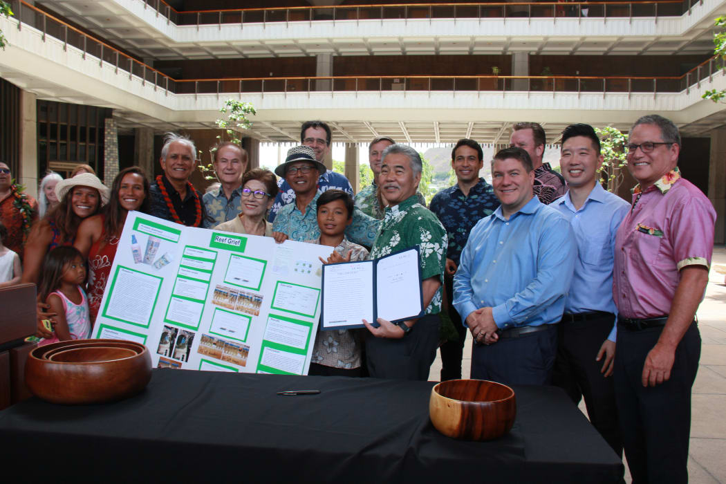 Hawaii Governor signs a law to ban sunscreens to protect coral reefs.