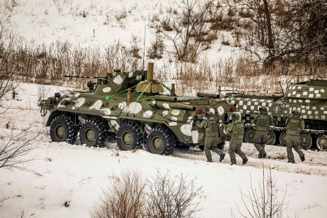 Tactical training with the engineers of the Guard of the Red-Snow of Russia's Armed Forces in Voronezh region, east of Ukraine border on 21 January, 2022.