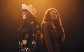 Tami Neilson (left) and Jenny Mitchell in the video for Trouble Finds a Girl.