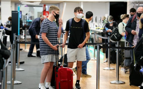 Passengers at Auckland Airport as the Covid-19 regional boundary was lifted on 15 December.