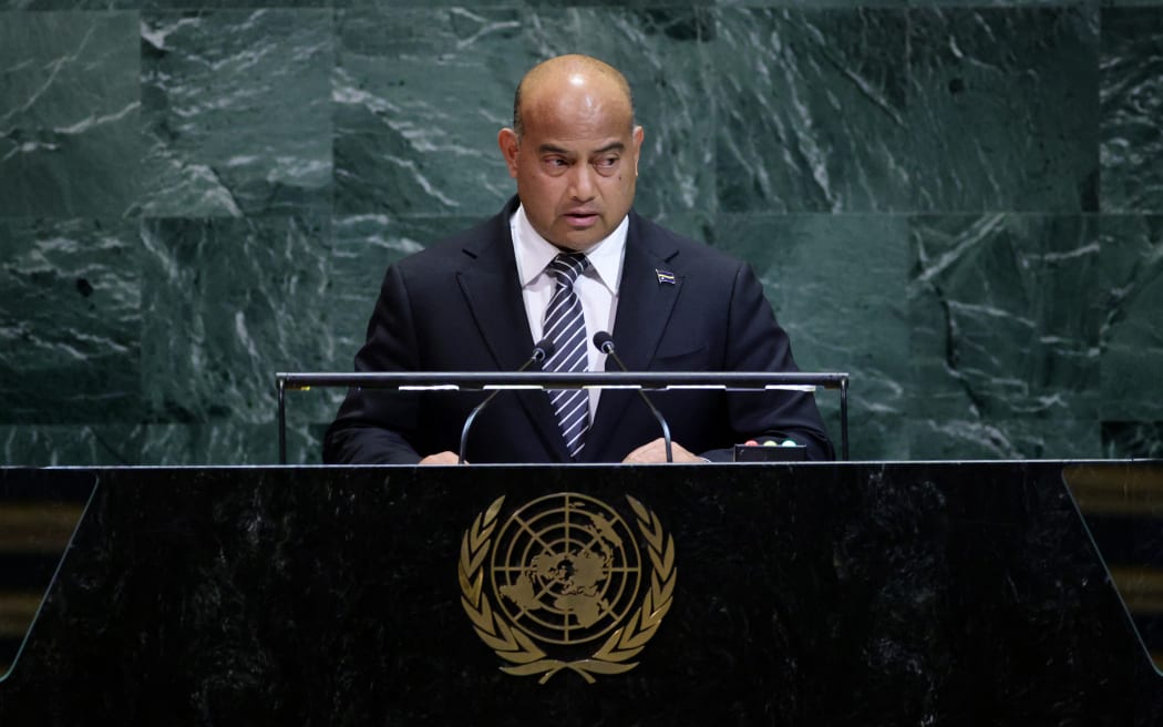 Nauru's President David Ranibok Adeang speaks during the General Debate of the United Nations General Assembly at the UN headquarters in New York City on September 23, 2025. (Photo by Leonardo MUNOZ / AFP)