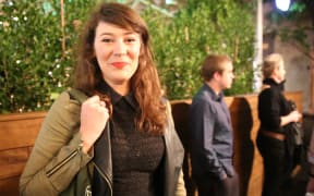 A photo of Julia Hollingsworth in line for the pheromone party