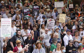 Thousands turned out for the protest in Sydney.