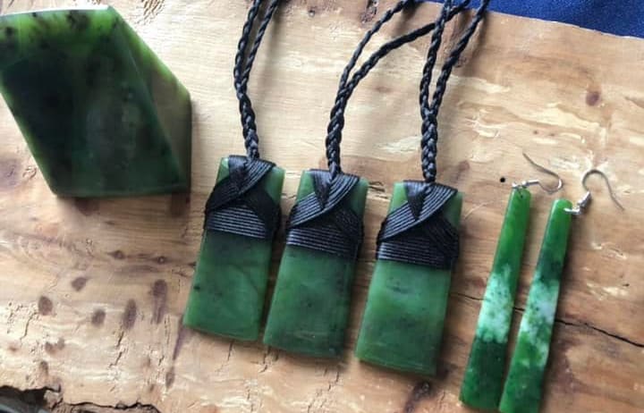 Pounamu carver Trevor Willetts made each member of the Vining family a necklace cut from the same stone, with the additional piece for Blair.