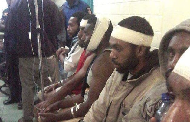 Injured students in Goroka Hospital, Papua New Guinea, 14 June 2016