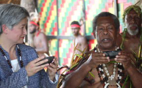 Australian Foreign Minister Penny Wong and Vanuatu Chief Willy Plasua