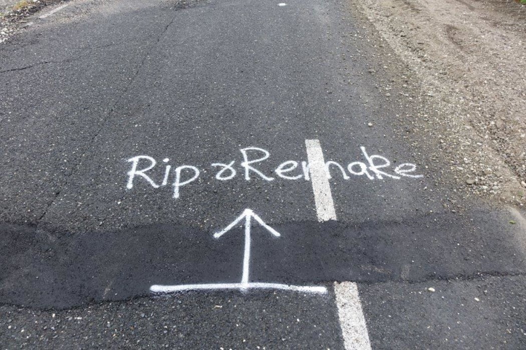 Roadworks at Kekerengu south of Ward showing damage to the road from the 14 November quake.