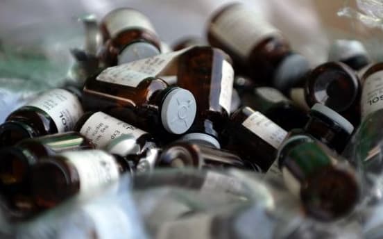 Glass capsules containing ketamine are seen in Thailand in 2008.