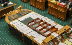 Proposed amendments to the Electoral (Integrity) Amendment Bill 2018 cover the table in the House. 9 august 2018