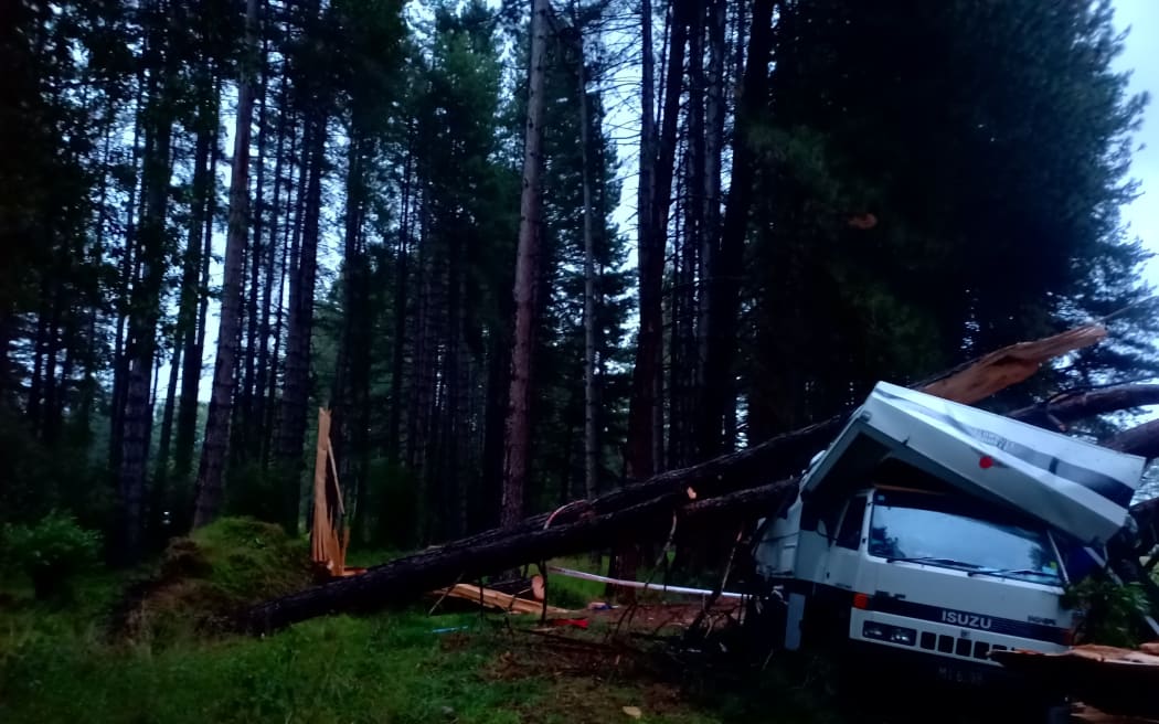 A critically injured person has been freed from the wreckage of a caravan crushed by a falling tree in Balmoral, in Canterbury's Hurunui district, on 26 January 2026.