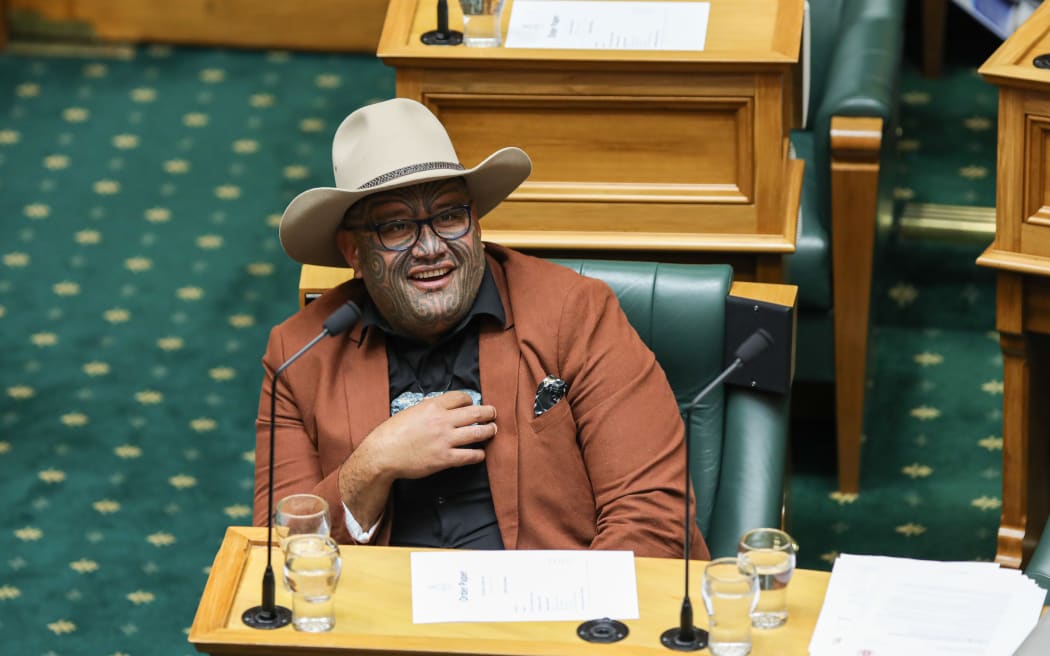 Te Paati Maori leader Rawiri Waititi in the chamber on budget day