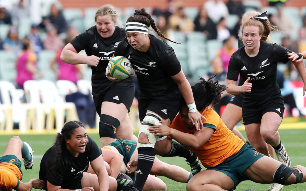 Saturday, 27th August, 2022 - Laurie O’Reilly Cup - Australia v New Zealand at Adelaide Oval, Australia. Charmaine McMenamin  of the Black Ferns  Copyright Photo: Sarah Reed / www.photosport.nz