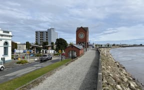 The current Greymouth floodwall, built after a series of floods in 1988. It is to be improved after the West Coast Regional Council assumed ownership.