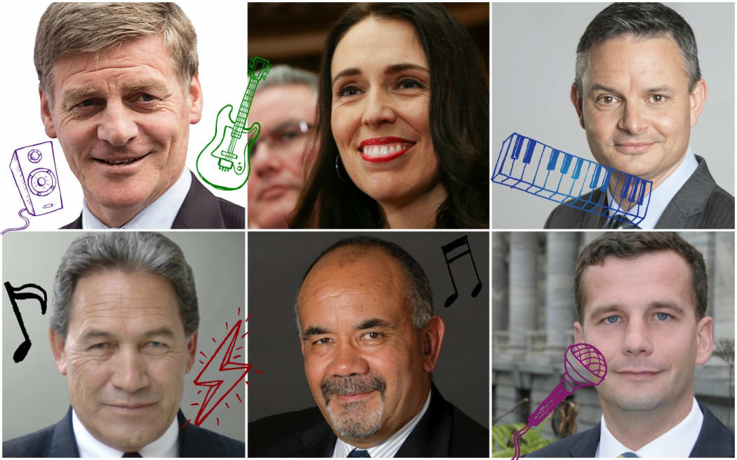 Bill English, Jacinda Ardern, James Shaw, Winston Peters, Te Ururoa Flavell and David Seymour