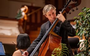 Double bass player John Mietus