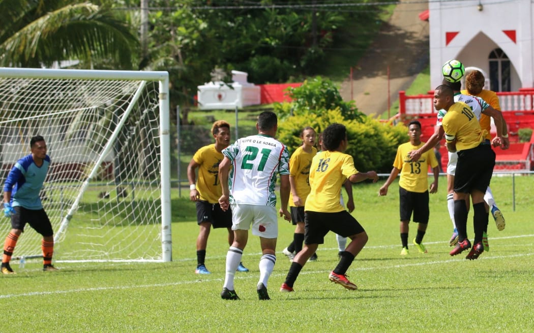 Lupe Ole Soaga on attack in the Pago Youth penalty box.