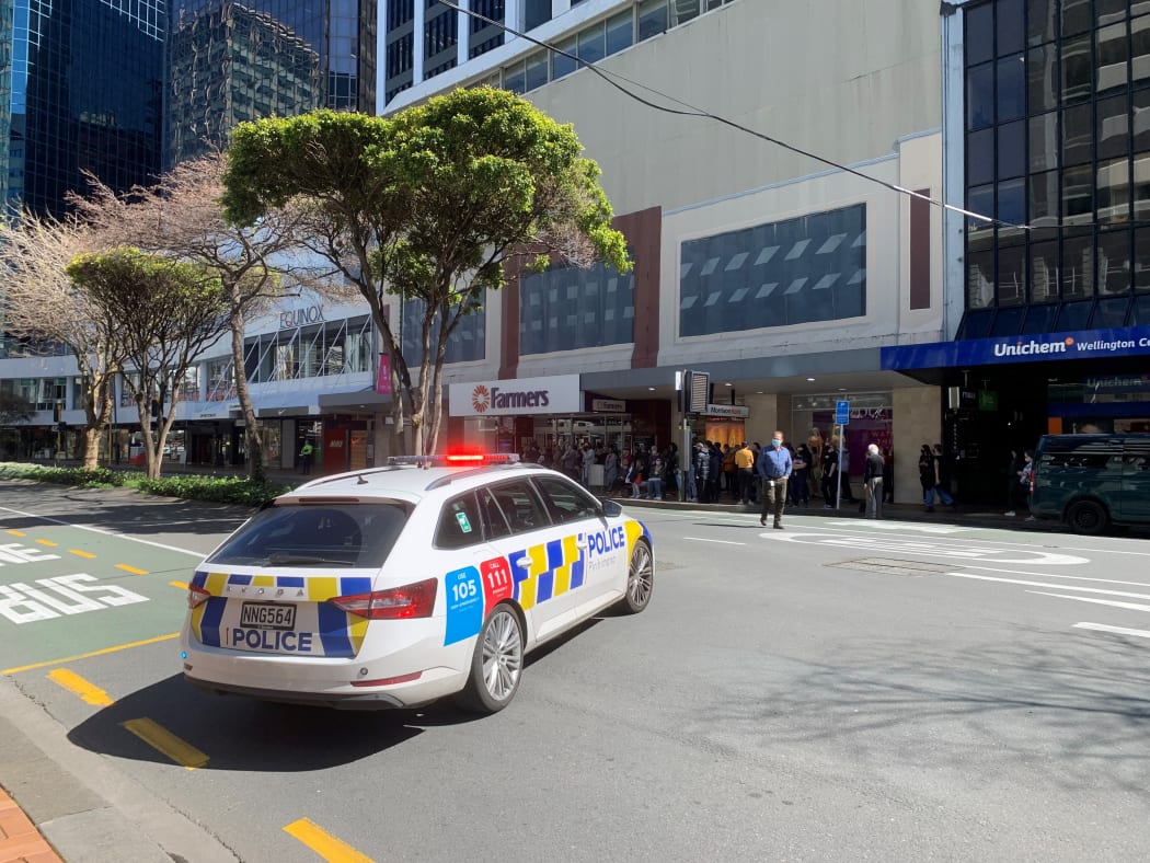 Police cordon off an area in central Wellington.