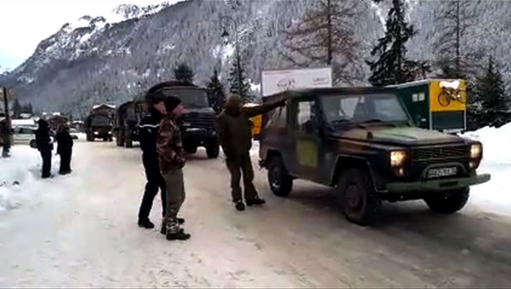 French troops near the site of the avalanche that killed five French Foreign Legionnaires.