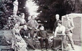Composer Giuseppe Verdi (centre) with friends and family at Sant'Agata.