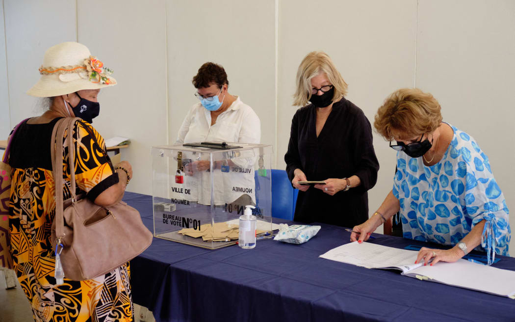 Voting at a polling station in New Caledonia