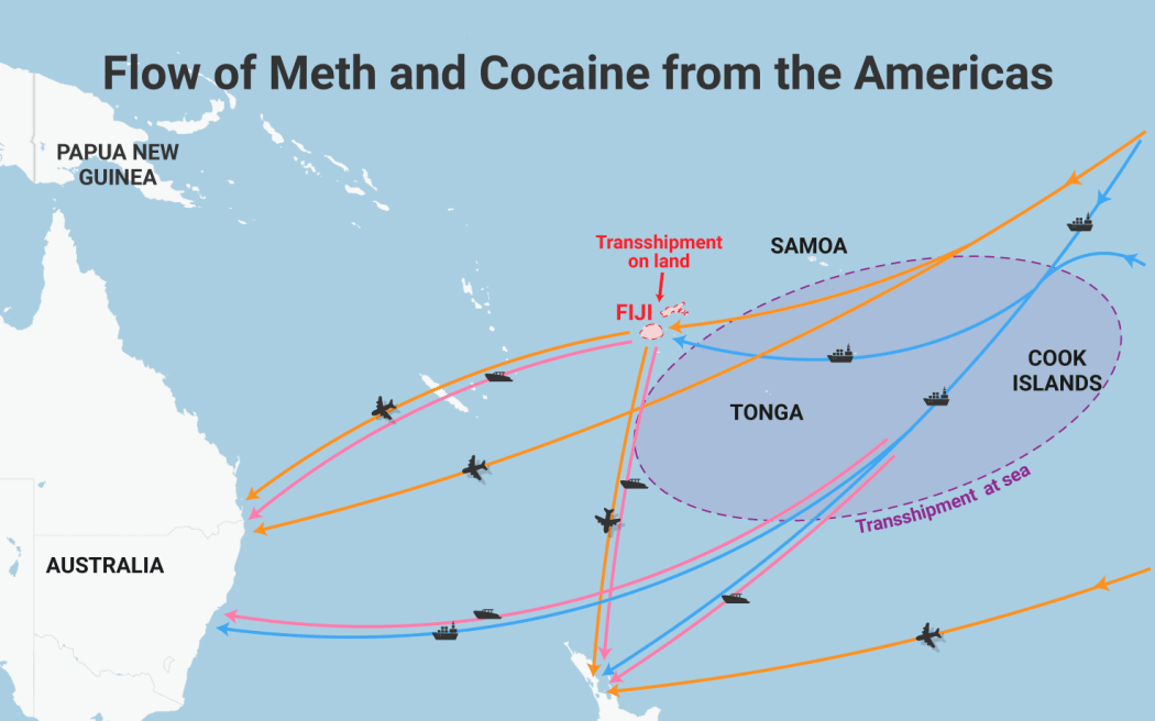 Pacific meth cocaine route map.