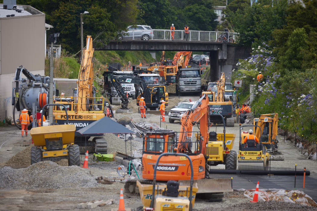 KiwiRail staff working on Pukekohe Station during rail shutdown
