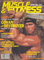 Arnold Schwarzenegger coves the August 1984 edition of Muscle & Fitness magazine