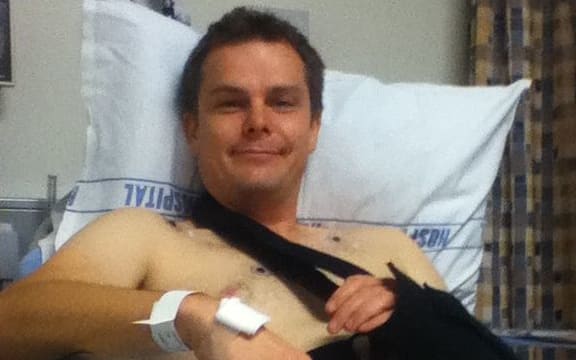 Matthew Pike in hospital following the seizure caused by eating Tutu.