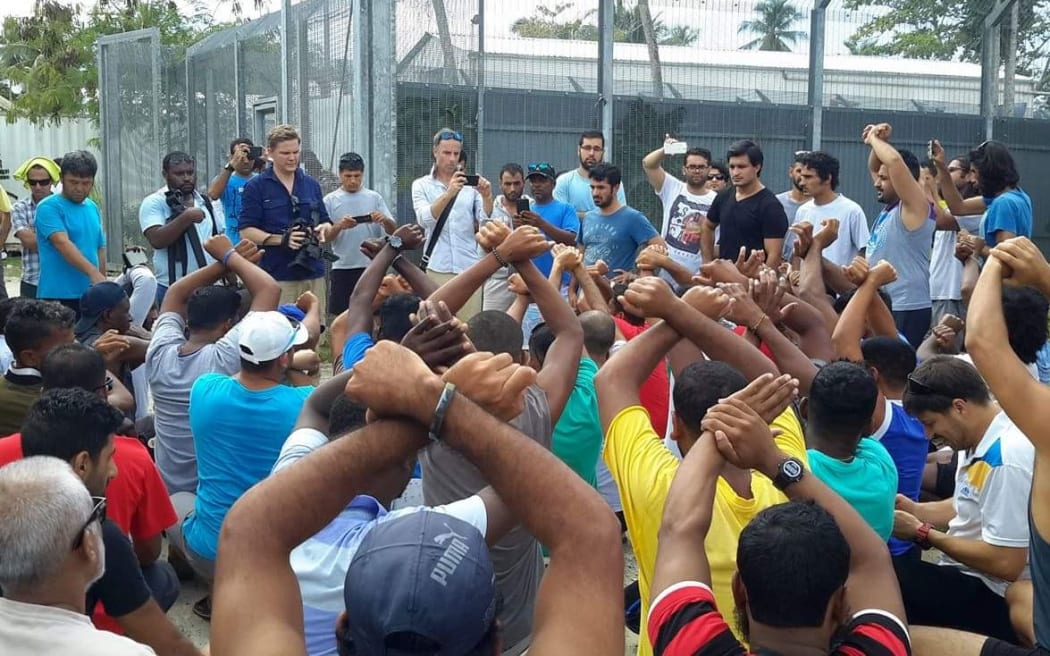 Senator Nick McKim inside the Manus Island detention centre.
