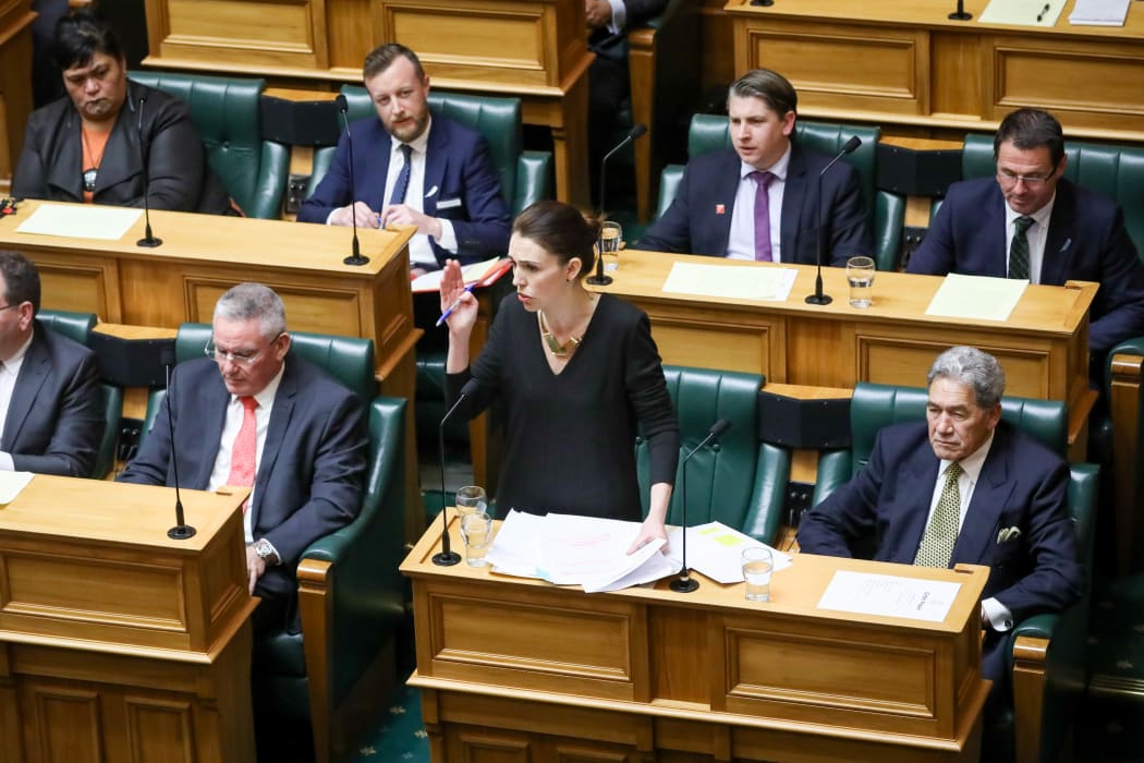 Prime Minister Jacinda Ardern answers a question from the Leader of the Opposition Todd Muller