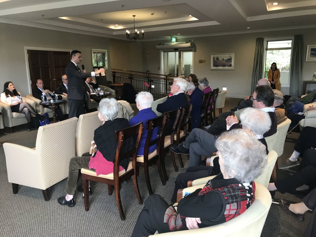 James Shaw speaking at the Malvina Major retirement home in Johnsonville.