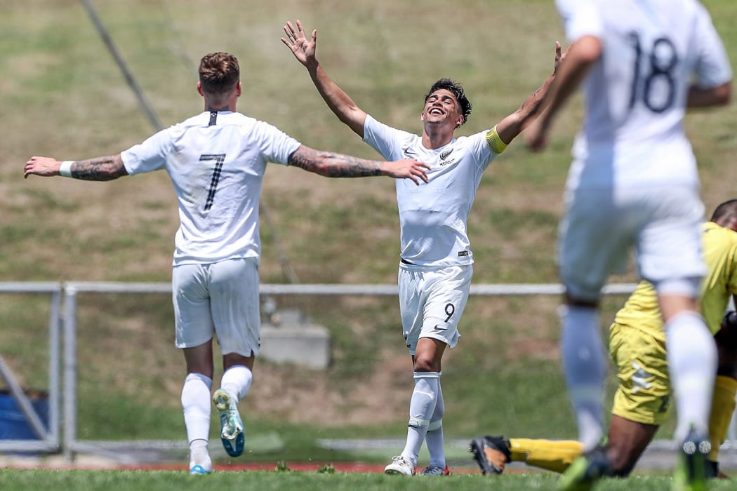 NZ captain Logan Rogerson celebrates his goal