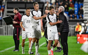 All Whites players are replaced during their international match against Australia in Auckland.