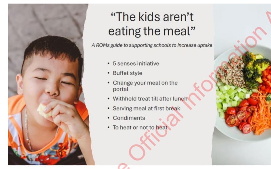 Advice from food preparation company Libelle told schools how they could increase children's uptake of the provided meals.