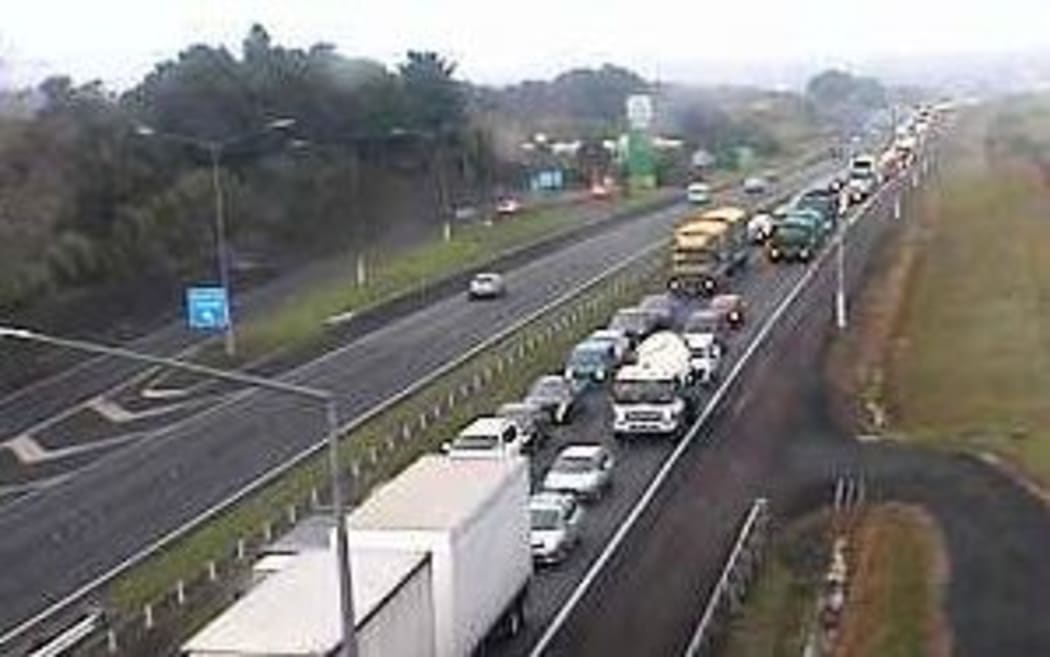 Traffic has backed up for kilometers on the southern motorway after the fatal crash.